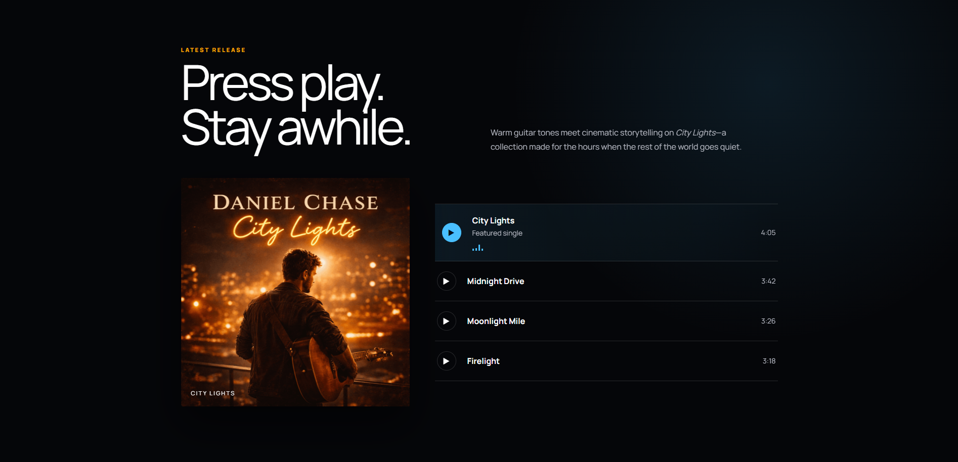 Daniel Chase musician concept displayed on desktop