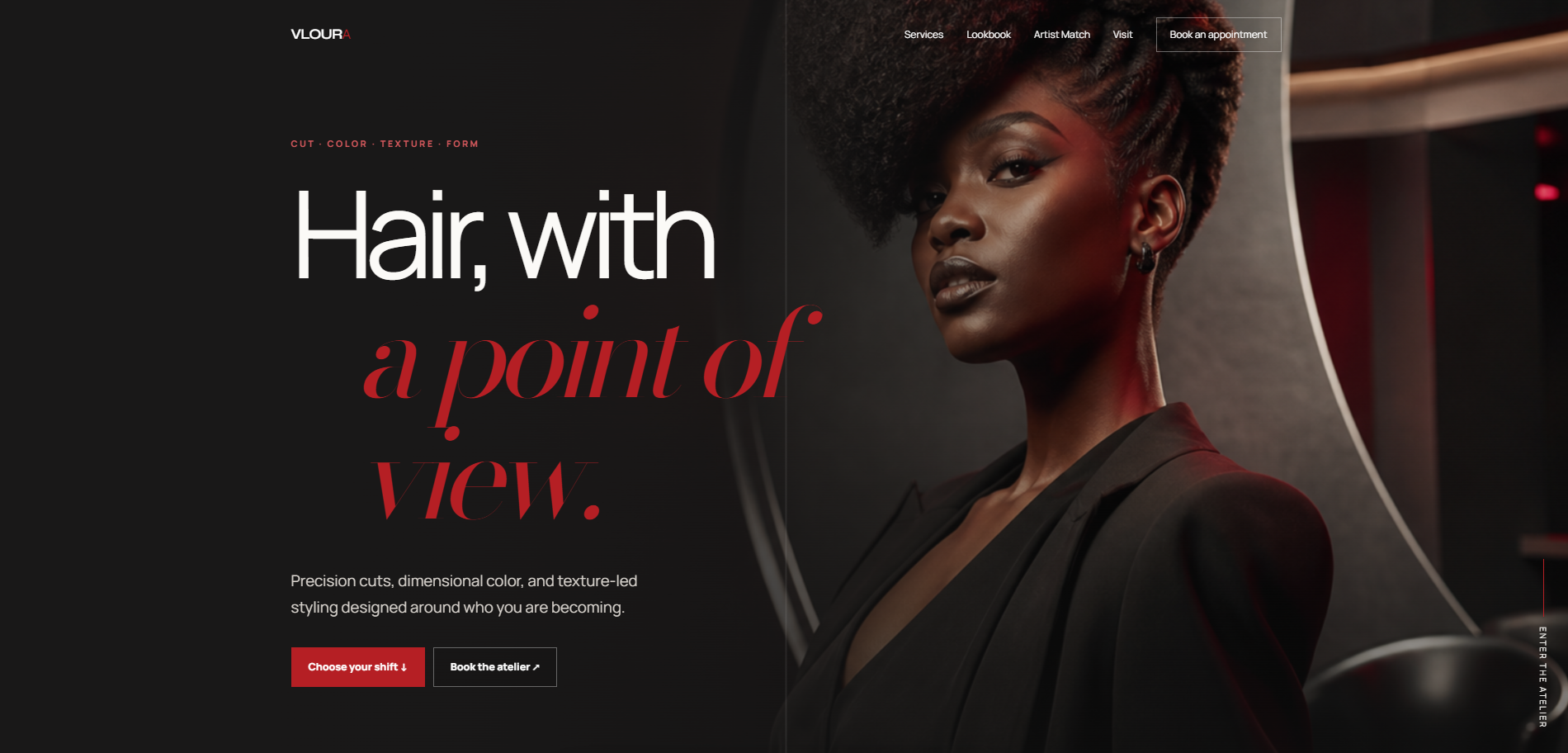 VLOURA Hair Atelier website concept