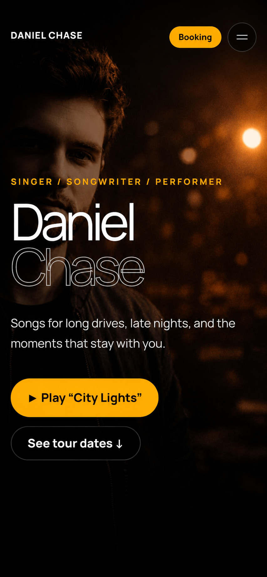 Daniel Chase musician concept displayed on mobile